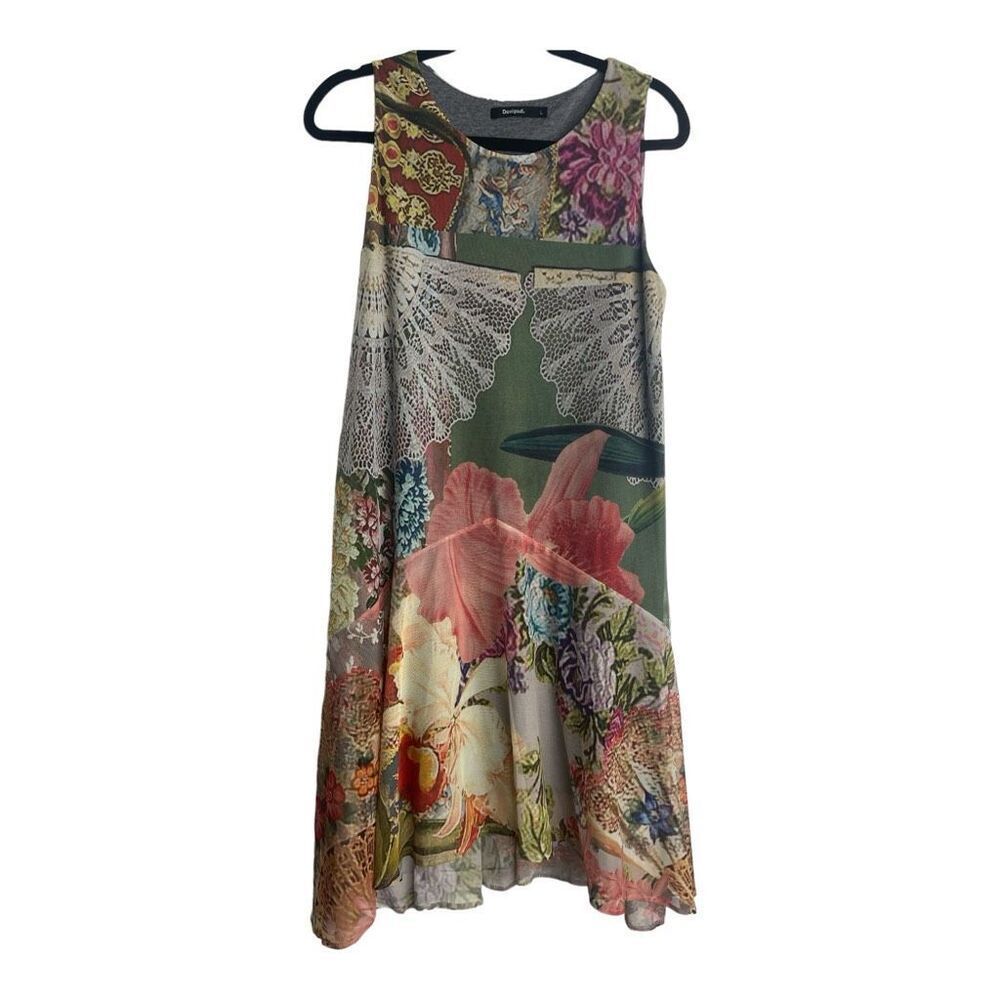 Desigual Vest Lucille Floral Design Shift Dress Size M